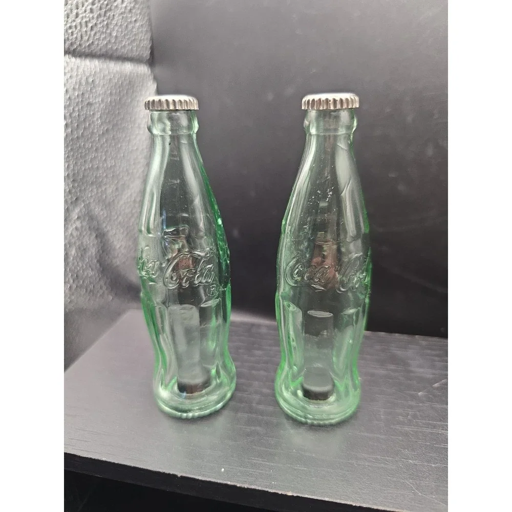 1 pair Mini Coca Cola Bottle Salt & Pepper Set Classic Retro Glass Vintage Style